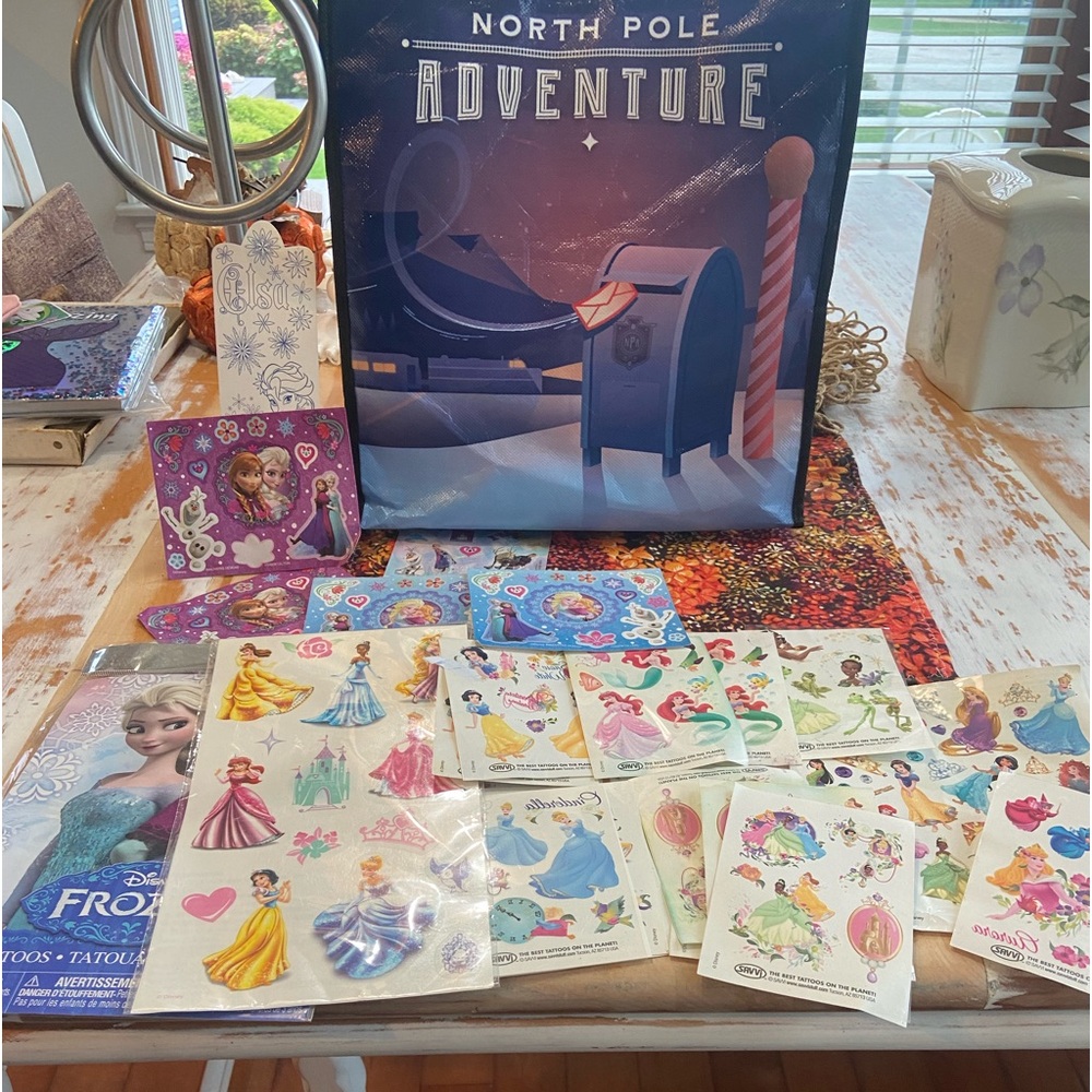 New & out of package Disney princess tattoos & stickers w Frozen tote bag